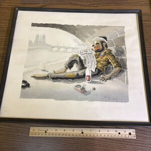 Andre Marie D'Arcy Vintage Tramps of Paris Print Noted Dame Bums Clowns France